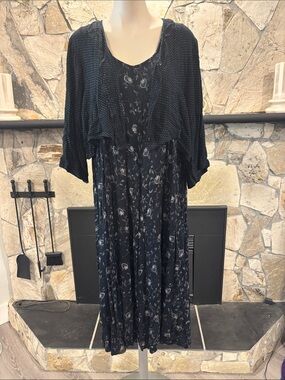 Navy Floral Maxi Dress with Coordinating Navy Bolero